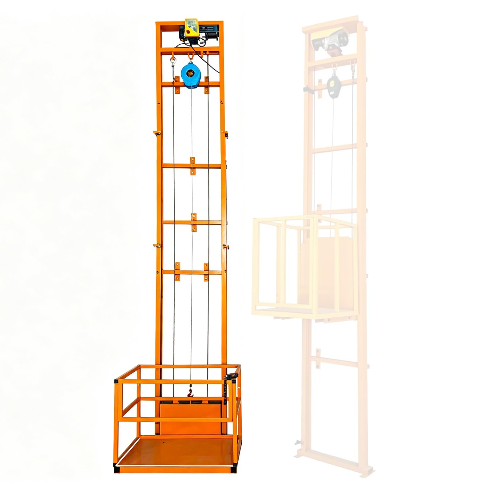 Piattaforma elevatrice elettrica, for magazzini, officine, costruzioni in acciaio | Montacarichi a parete, con radiocomando, arresto arbitrario, finecorsa di sicurezza(3m/9.8ft)