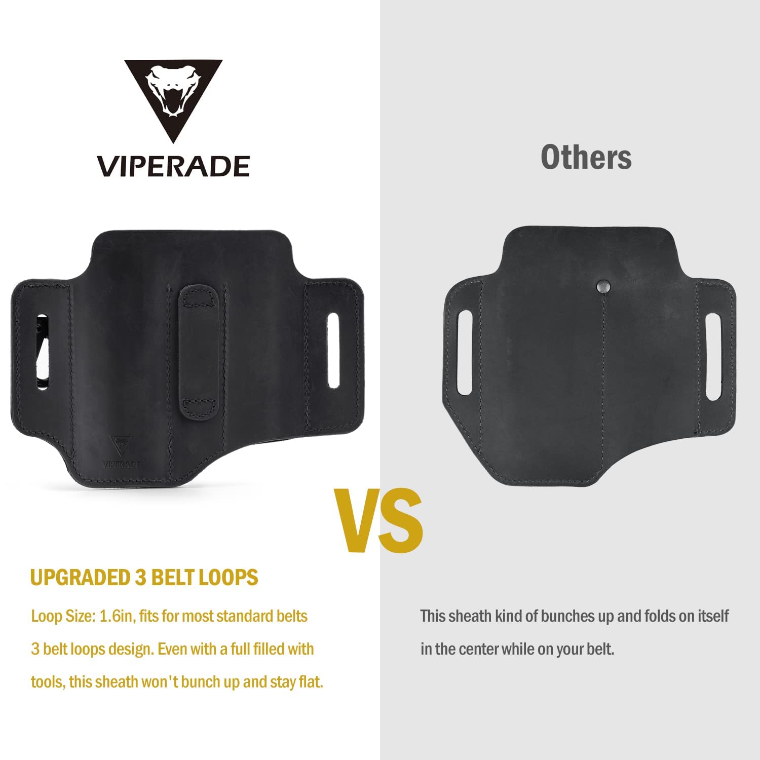 VIPERADE PJ29 EDC Lederscheide, Multitoolscheide/Werkzeuge Holster/Messergürtelscheide/Taschenlampenscheide für Leatherman Multitools/Messerscheide, handgefertigte Organizerscheide