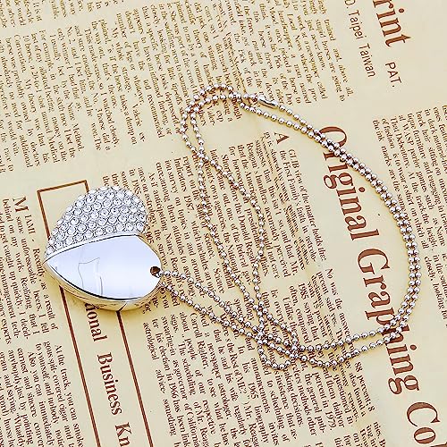Ecoodisk 128Gb Usb 3.0 Flash Drive Diamond Heart With Necklace Memory Stick High Speed Thumb Drive Jump Drive Data Storage Silver #TOP1