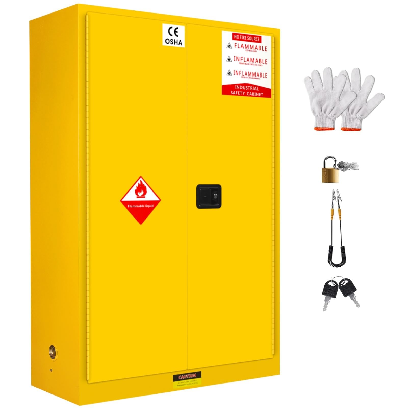 70 Gallon Flammable Storage Cabinet, W 43 X D 18 x H 65 in Fire Resistant Cabinet, Galvanized Steel Flammable Liquid Storage Cabinet, Chemical