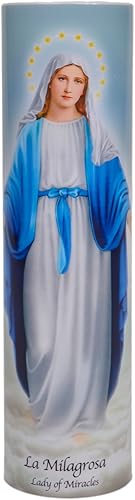 The Saints Collection Lady of Miracles Vela de oración devocional LED sin llama con temporizador de 6 horas