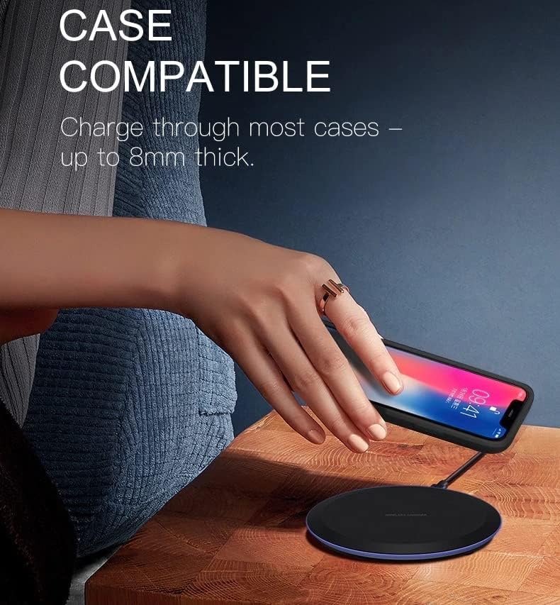 Miniatura 5 de DGN Cargador inalámbrico, almohadilla de carga inalámbrica rápida de 10 W máxima compatible con iPhone y todos los dispositivos habilitados para QI