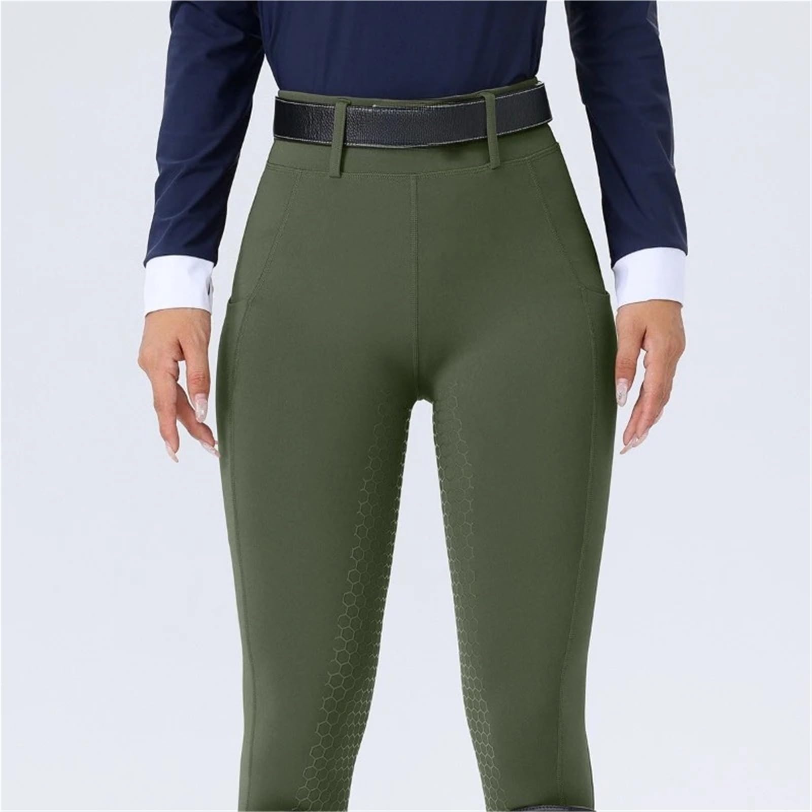 Pantaloni Equitazione Donna Pantaloni da Equitazione a Vita Alta Antiscivolo in Silicone a Seduta Intera Slim Fit con Tasche Abbigliamento equestre