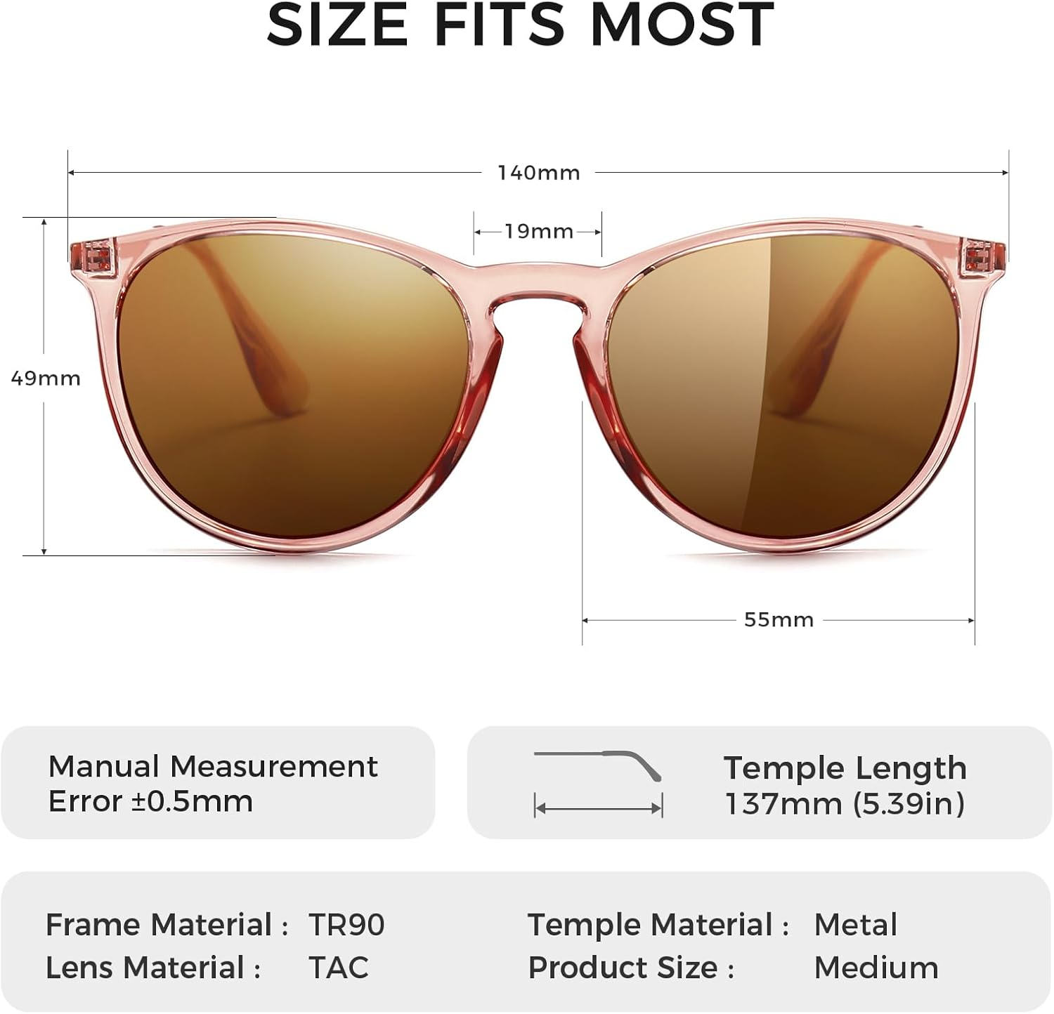 SUNGAIT Premium Vintage Round Sunglasses for Women Men Classic Retro Trendy Style - Image 5