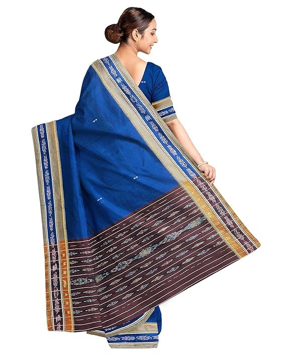 Image of Sambalpuri Handloom Saree Women's Cotton Saree Odisha Handloom Handmade Pure Cotton Khandua Natural Cotton Ikat Sambalpuri Saree For Women Ikat Handloom Saree For Women