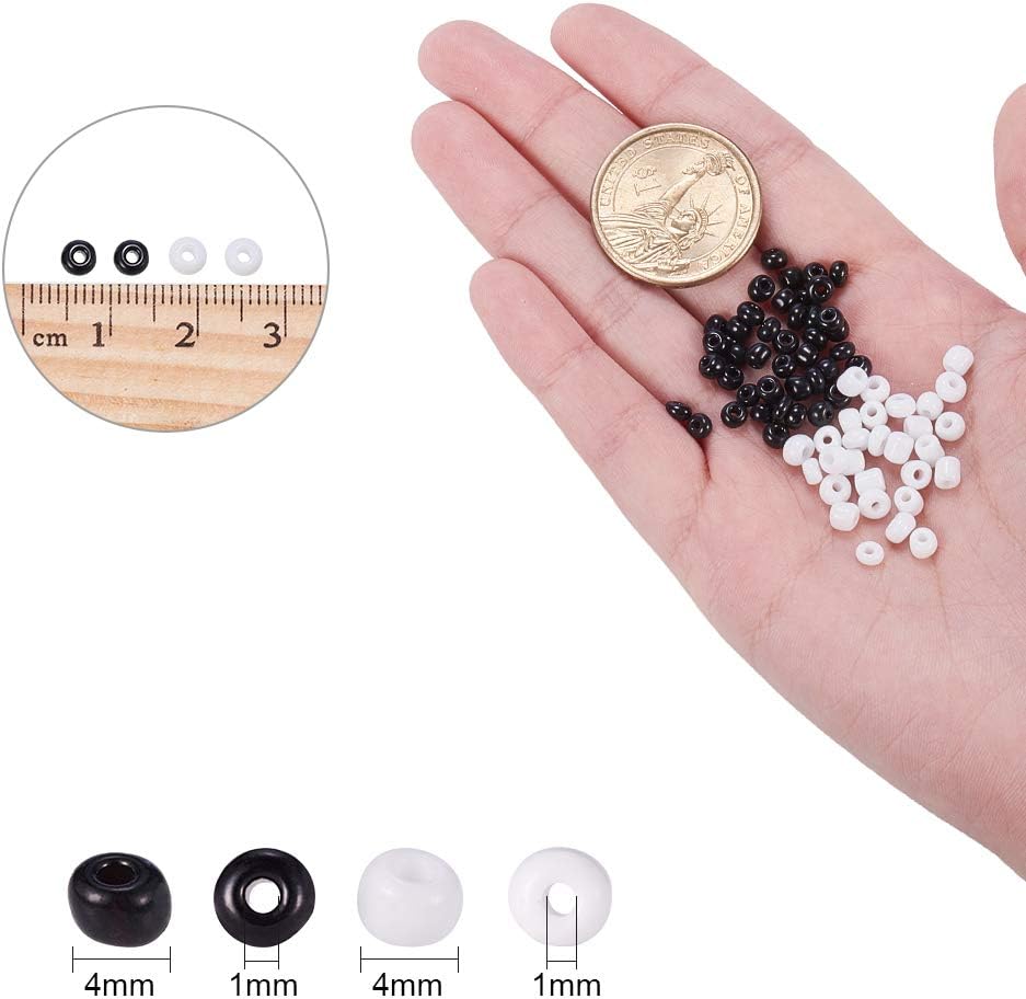 NBEADS 2 Boxes 2400 Pcs 2 Colors 6/0 Round Glass Seed Beads 4mm Opaque Round Loose Beads Pony Beads for Diy Craft Bracelet Necklace Jewelry Making - Image 3