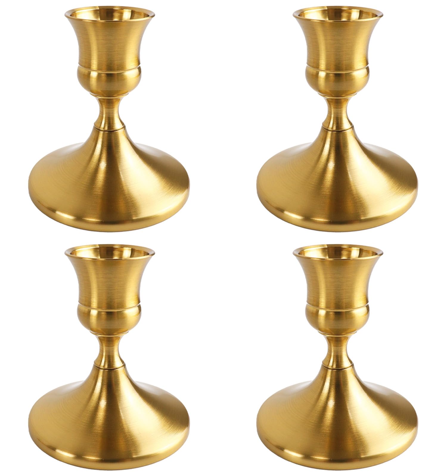4PCS Brass Gold Candlestick Holders Set, Small Decorative Candle Holders for Taper Candles, Vintage Metal Candlestick Holders for Dinning Table Mantel Home Wedding Party Decor