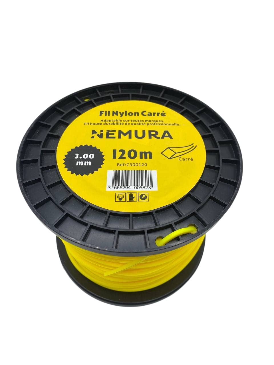 Nemura Hilo para Desbrozadora Cuadrado Ø: 3,00mm, L: 120m - Compatible con Otras Marcas - Alta Durabilidad - Calidad Profesional - Servicio posventa en Español