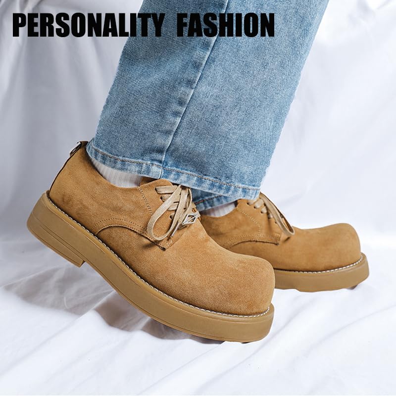 Big Toe Oxford Shoes for Men's Suede Platform Chunky Heel Wide Toe Dress Shoes Winter Plus Lace-Up Comfort Business Formal Derby Shoes for Work Party3