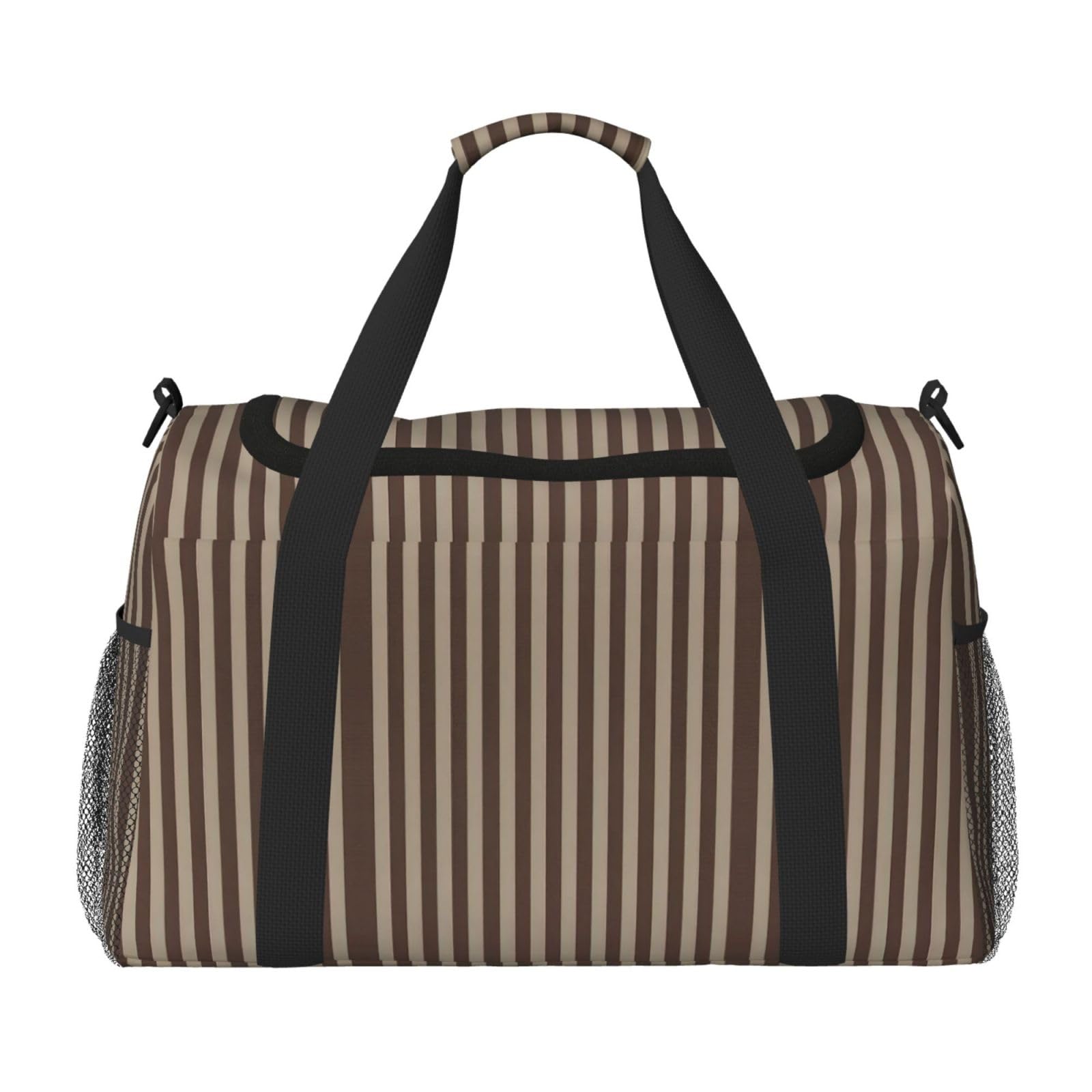 Bolsa de viaje grande con rayas marrones, diseño plegable e impermeable para deportes 8