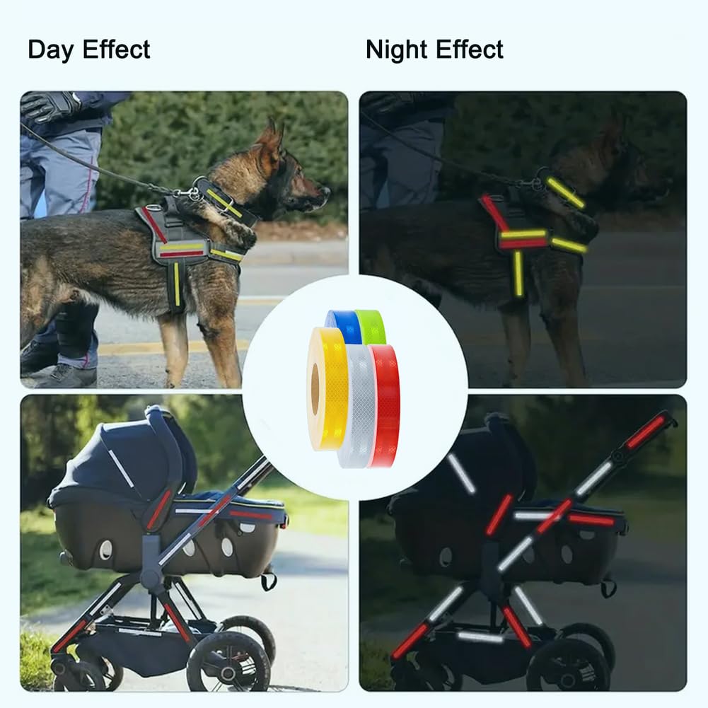 Cinta reflectante de 45 m x 2,5 cm, impermeable, autoadhesiva, reflectora, para bicicleta, cinta de advertencia de seguridad, cinta de señal para exteriores, para coches, banda reflectante roja