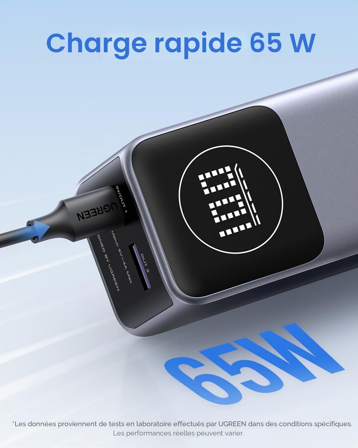 Batterie urgence UGREEN 12000 mAh Gris anodisé