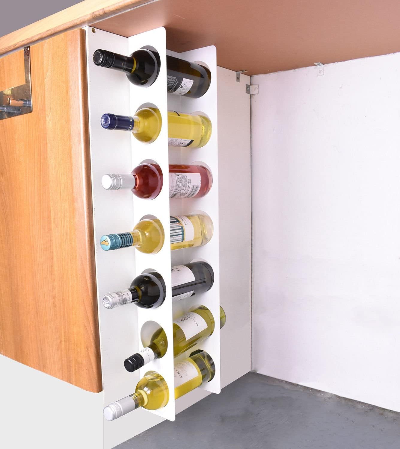 Steel Wall Mounted Narrow Wine Rack Durable, Tall Vertical 7