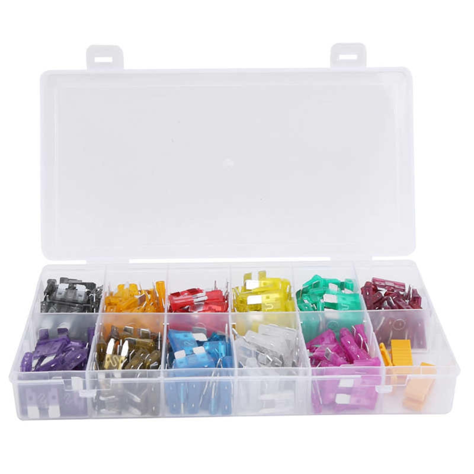 Kit de fusibles de cuchilla de 330 piezas, tamaño pequeño, mediano, mini, surtido de 2A-40A con fusible de cuchilla de clips amarillos