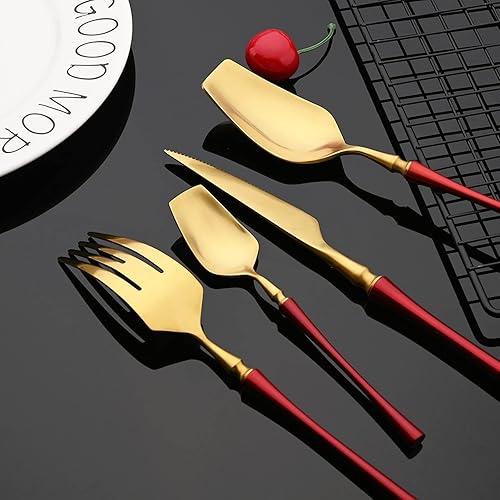 Miniatura 9 de JASHII Juego de cubiertos mate de 8 piezas de acero inoxidable 304 con acabado satinado con mango de cintura pequeño, juego de cubiertos de servicio