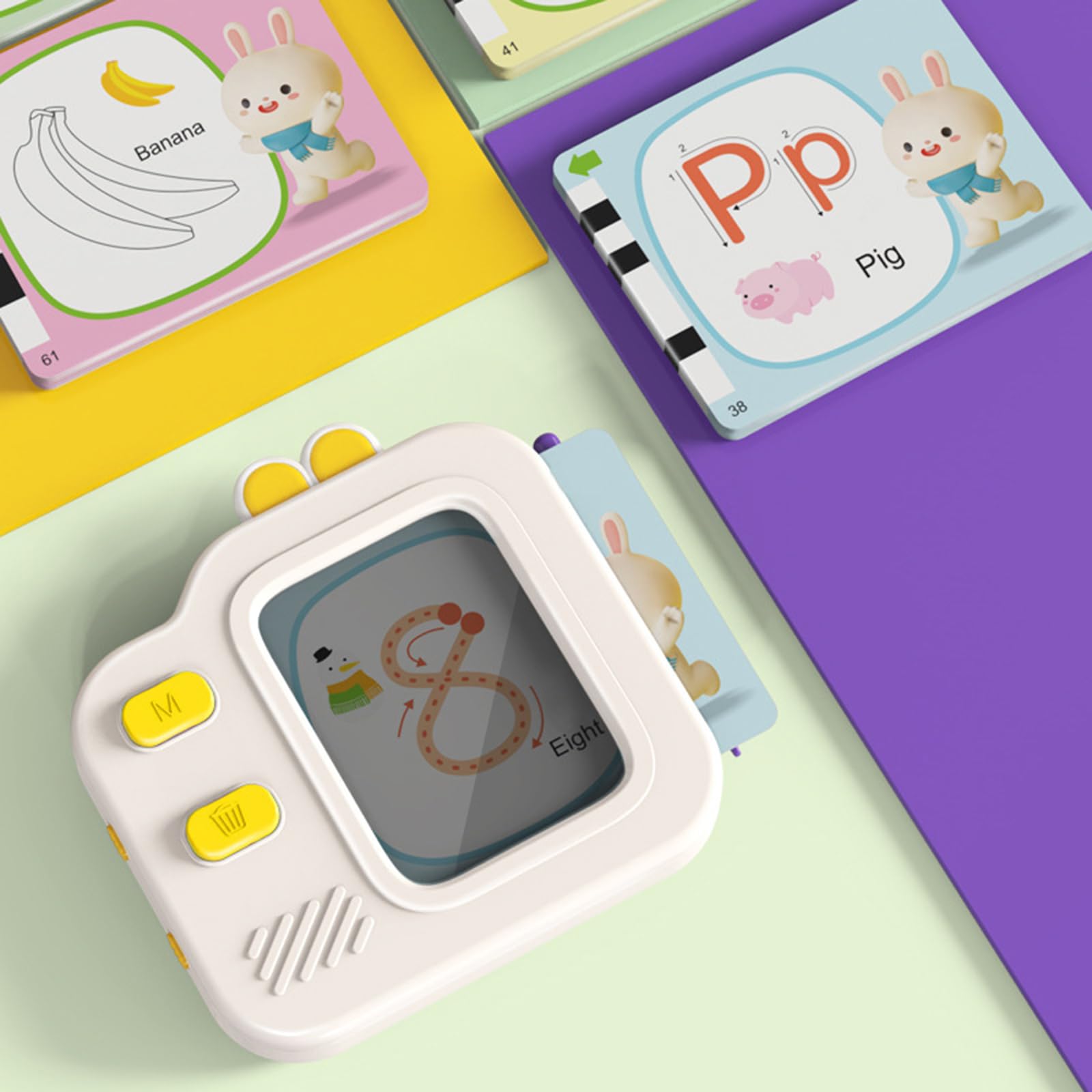 Generisch LCD Schreibtafel mit doppelseitigen Karteikarten für, interaktives Sprachenlernen, pädagogisches Geschenk für Vorschulkinder, Sprachlerntablett