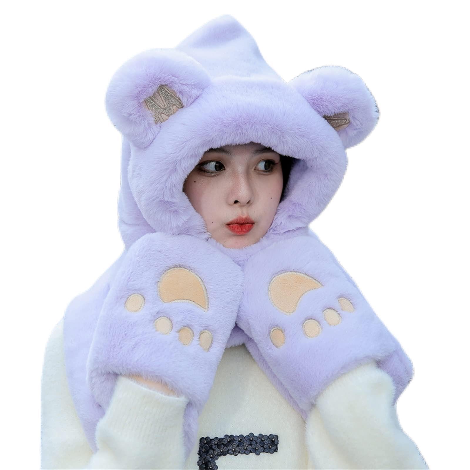 Joli petit foulard chaud et bonnet d'hiver femme : le cadeau idéal avec gants à capuche