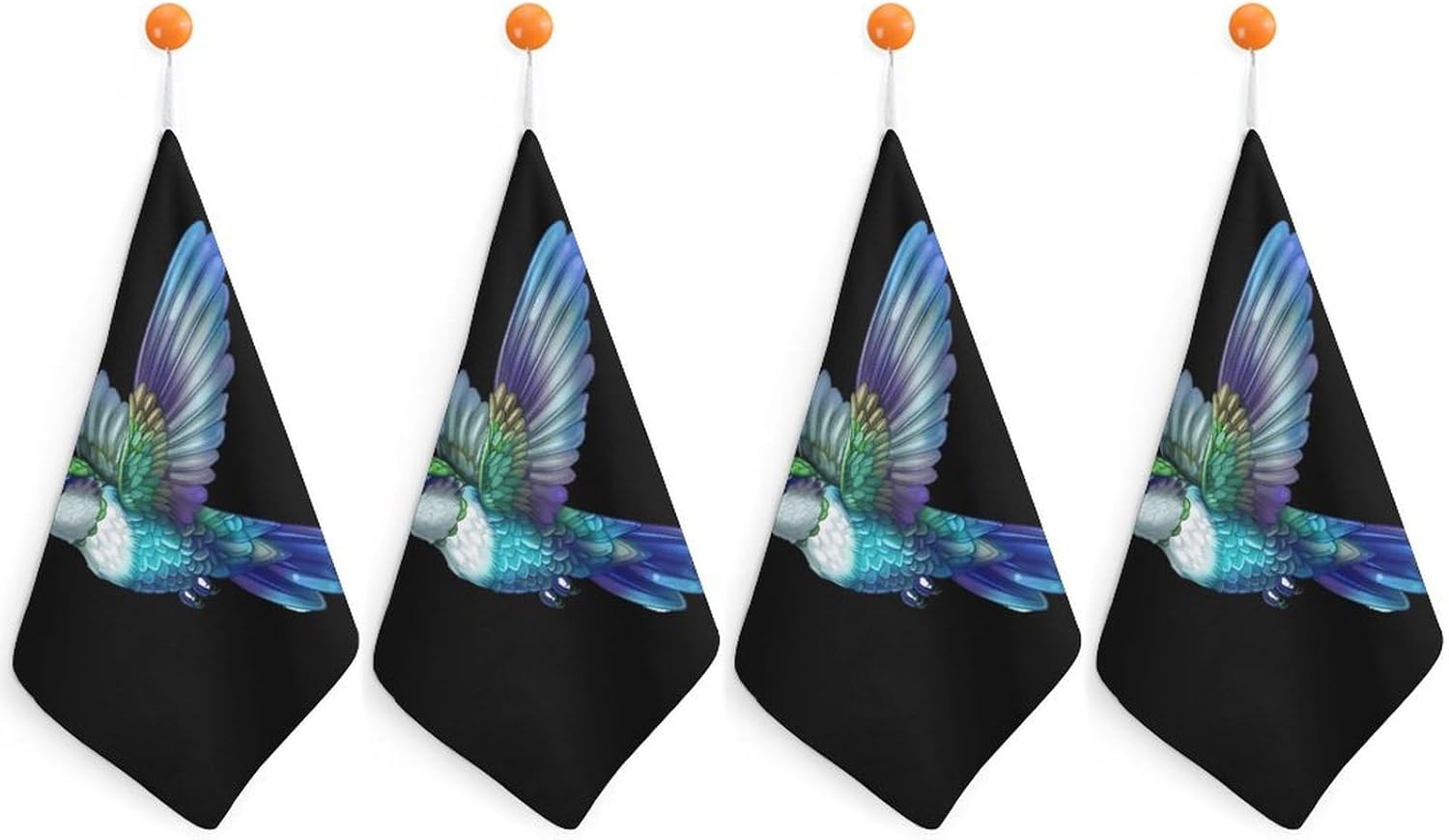 Cartoon Hummingbird Hand Towels for Bathroom Kitchen Towels Small Towel Handkerchiefs with Hanging Loop 4PCS