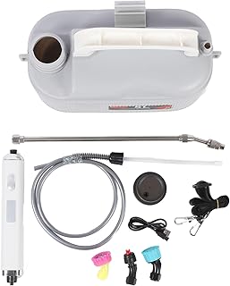 Rociador de jardín eléctrico 5L 2000mAh Anti Fugas rociador Alimentado con batería con Varita telescopio para Reyes de Alcohol (Blanco)