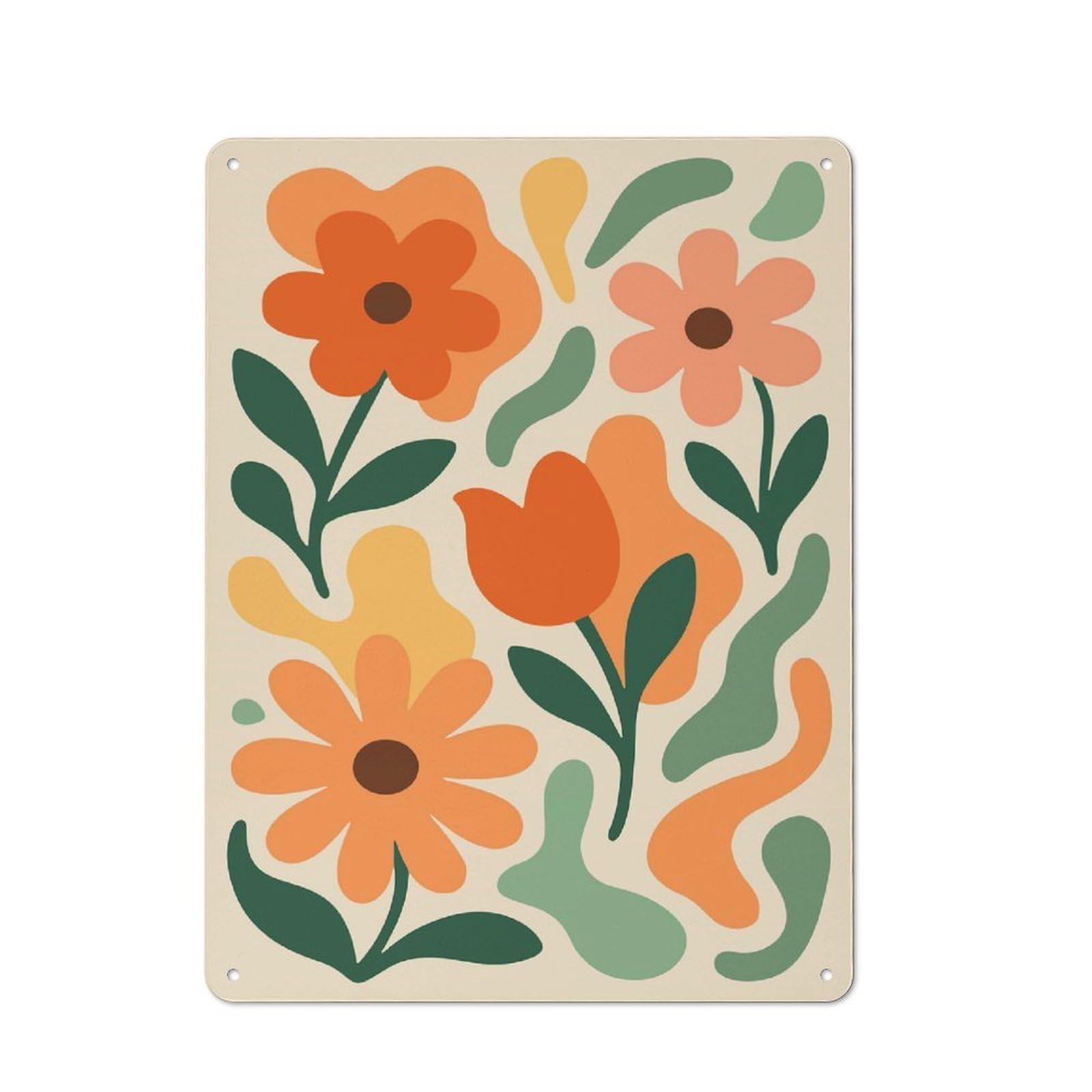 Junmoney Style-3 Creative Abstract Floral Art(2) Metal Desk Wall Sign 40X30cm, Study Room Decor For Home Office, Reading Corner Or Bedroom