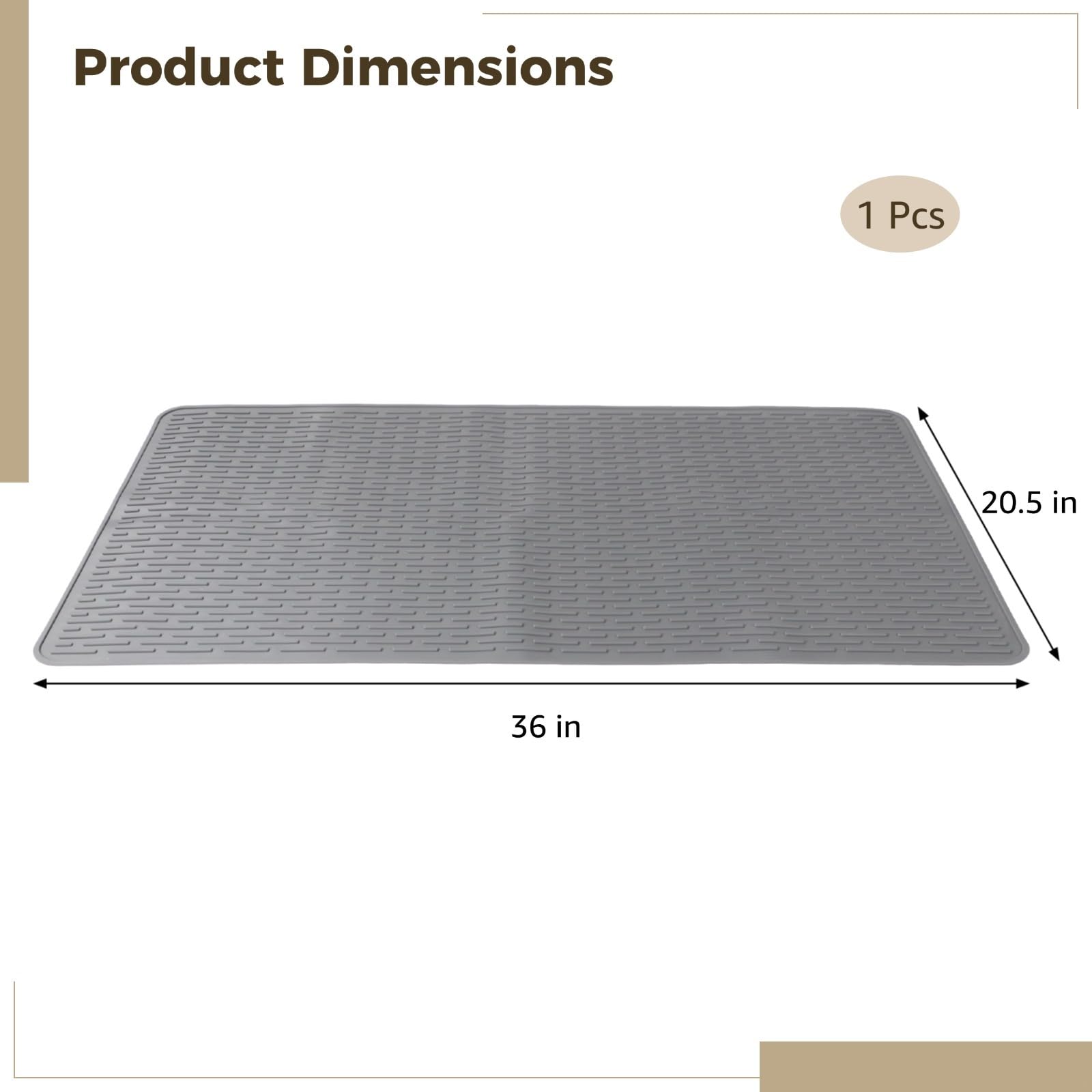 Große Abtropfmatte aus Silikon, 91,4 x 52,1 cm, rutschfest, hitzebeständig, leicht zu reinigen, wasserdichte Matte mit Auslaufschutz für Kochgeschirr