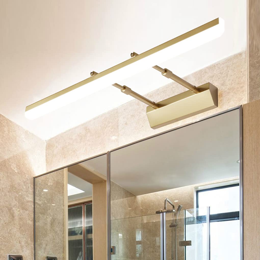 Zi Yang Lampada a Specchio LED 40 cm per Bagno - 9W Luce da Muro Impermeabile 180° Regolabile - Bianco Freddo 6000k, D'oro