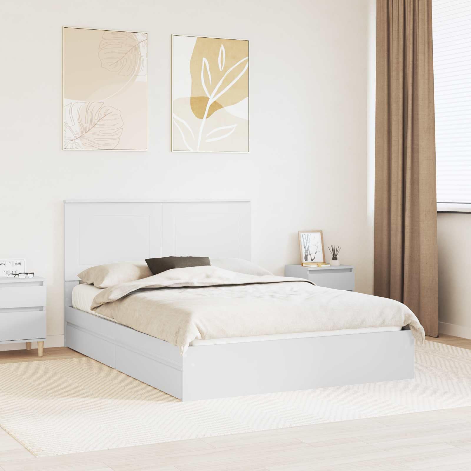 z miejscem do przechowywania nowoczesny design Biały 160 x 200 cm