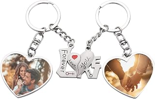 Custom Keychain with Picture, Llaveros Personalizados | Custom Text on Back, Keepsake Gift for Couples, Family, Friends, Anniversaries and Pet Memorials