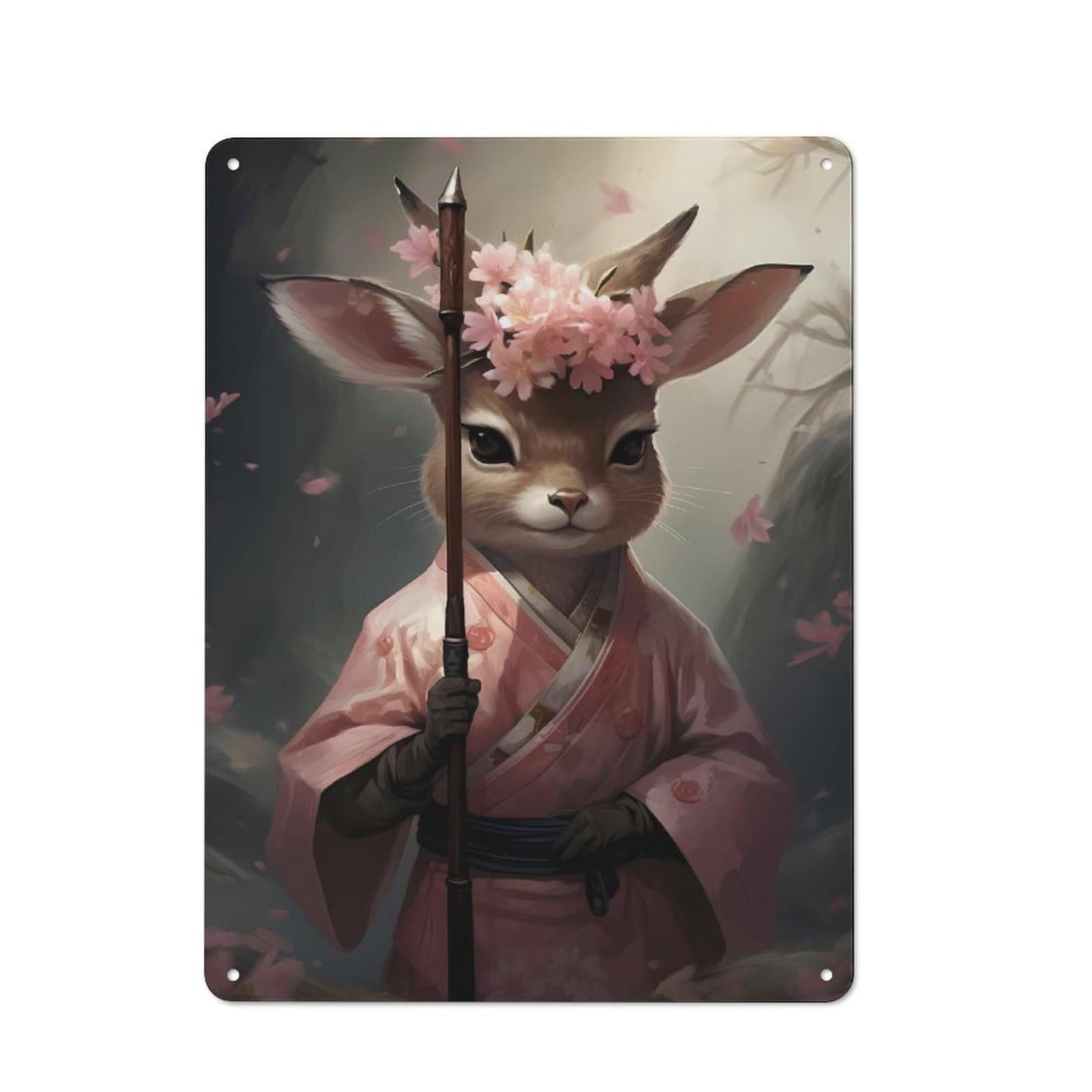 The Deers Tale A Samourai Rustic Tin Sign 40x30cm, Shed Style Utility Space Decor for Patio Bar, Workshop, Shed Or Kitchen