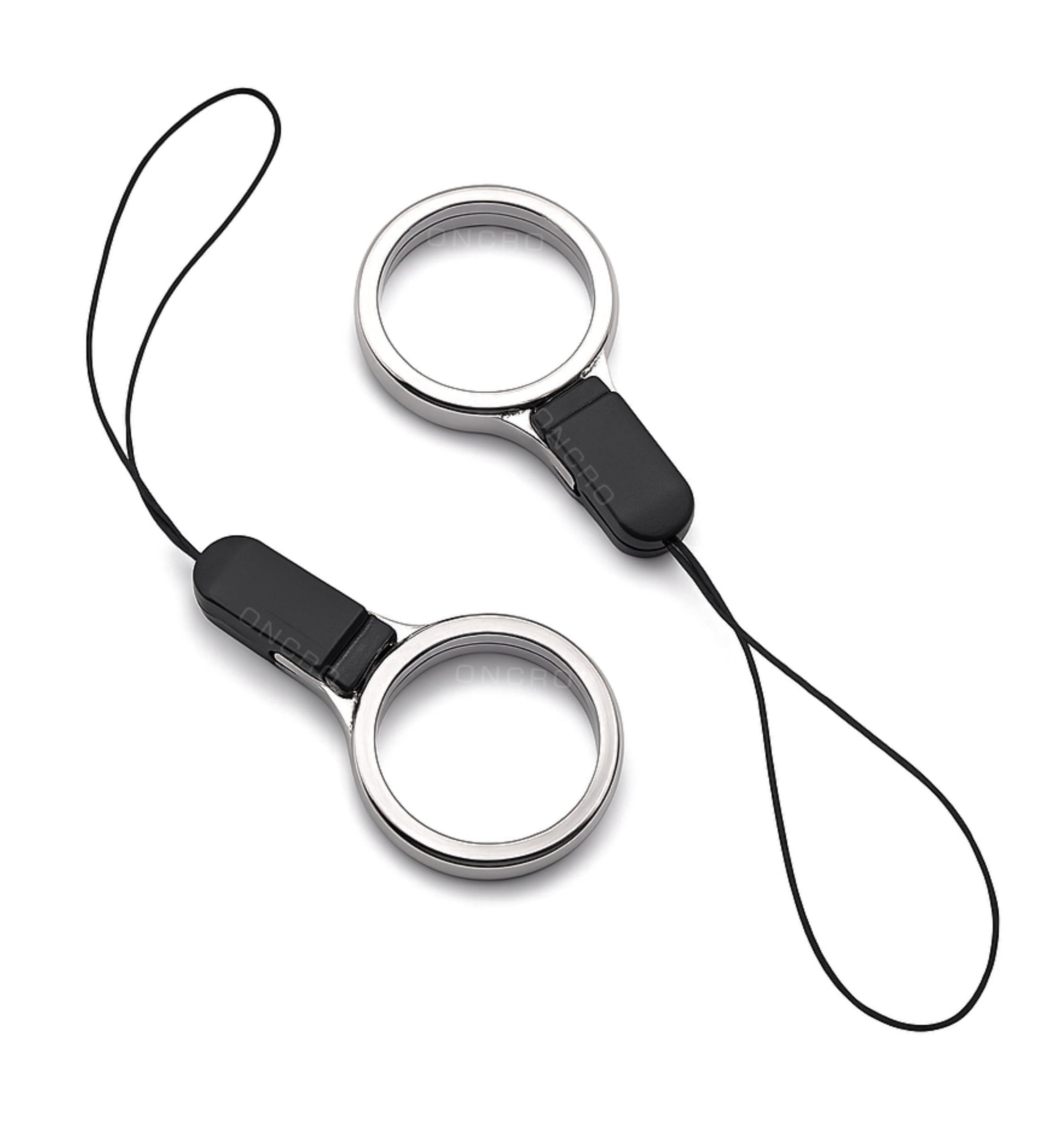 ONCRO® Round Silver & Black Plastic Finger Ring Lanyard Strap Universal Mobile Phone Hanging charm Buckle Rope Anti Slip Holder Keychain Tag Cover camera keychain key ring Secure Grip for girls boys-image-10