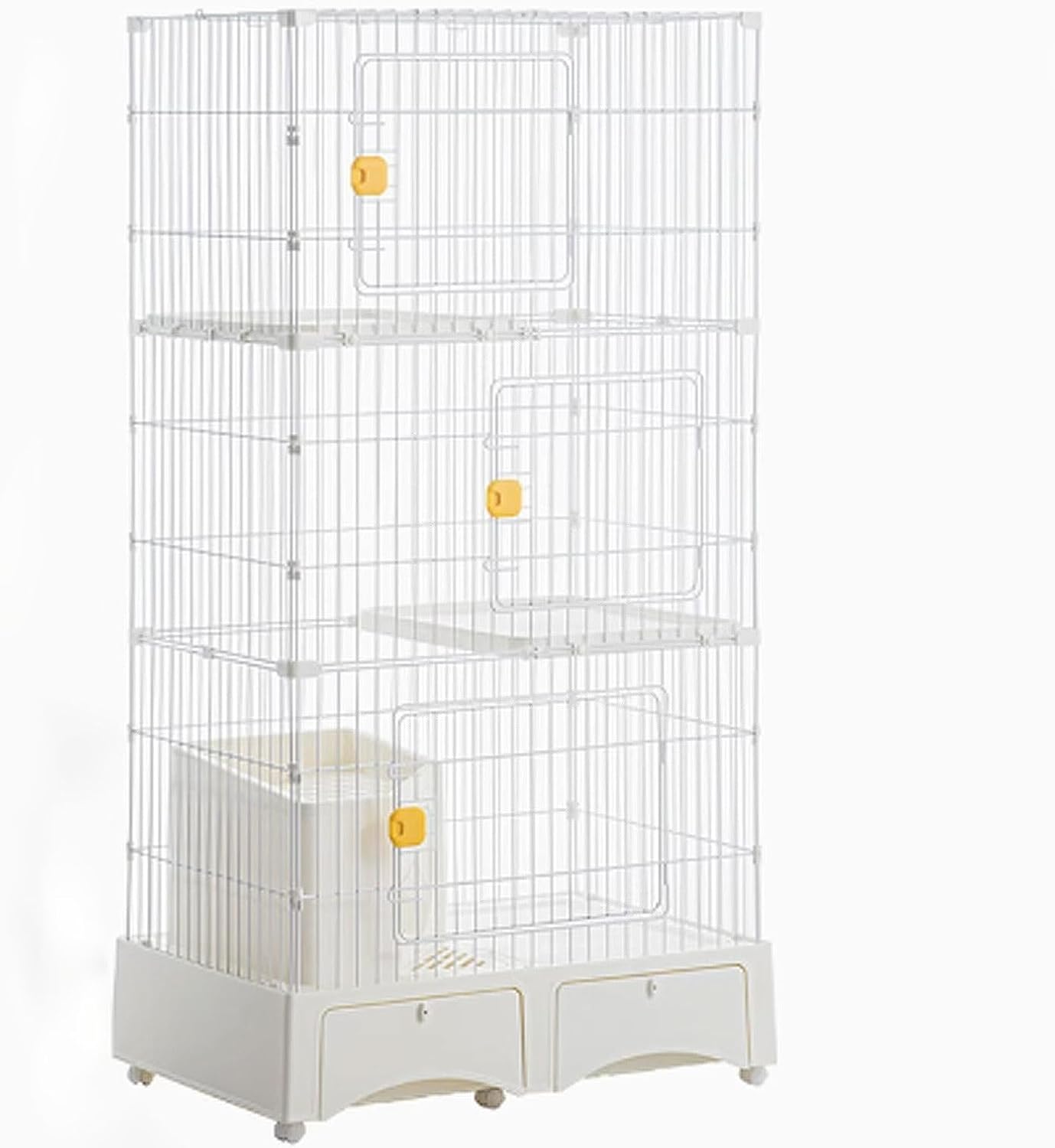 Cat Cage, Cat Playpen with Top Cover, Catio Indoor Cat Enclosure, Cat House with Enclosed Litter Box with Storage Easy to Move for Small Animals(White,82x56.3x157cm)