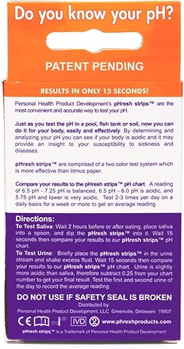 Vista 3 de pHresh - Tiras de prueba de pH con guía de alimentos alcalinos/ácidos gratis y kit de monitoreo de pH - Medidor de pH fácil de usar - Monitorea