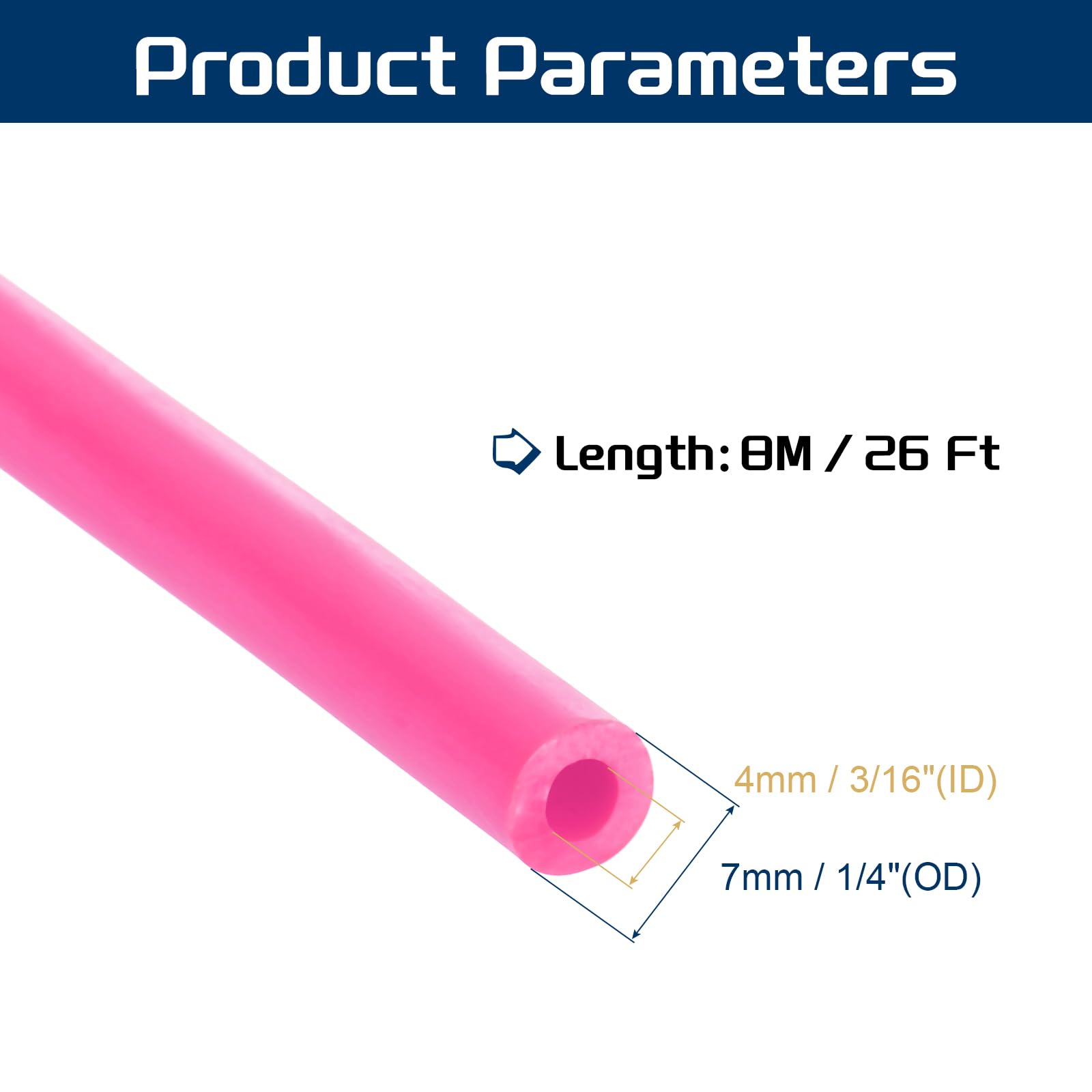 PATIKIL Bandas de Goma para Tirachinas de Látex Natural, 3/16" x 1/4", 26 Pies (8 Metros), Rojo Rosa