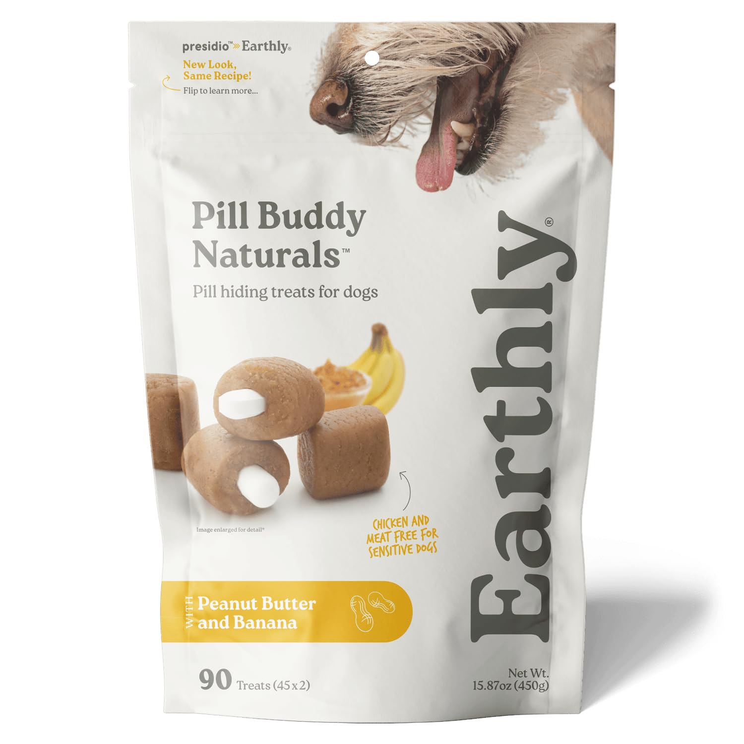 Presidio Pill Buddy Naturals - PB & Banana Recipe Pill Hiding Treats for Dogs - Make A Perfect Pill Concealing Pocket Or Pouch for Any Size Medication - 90 Servings