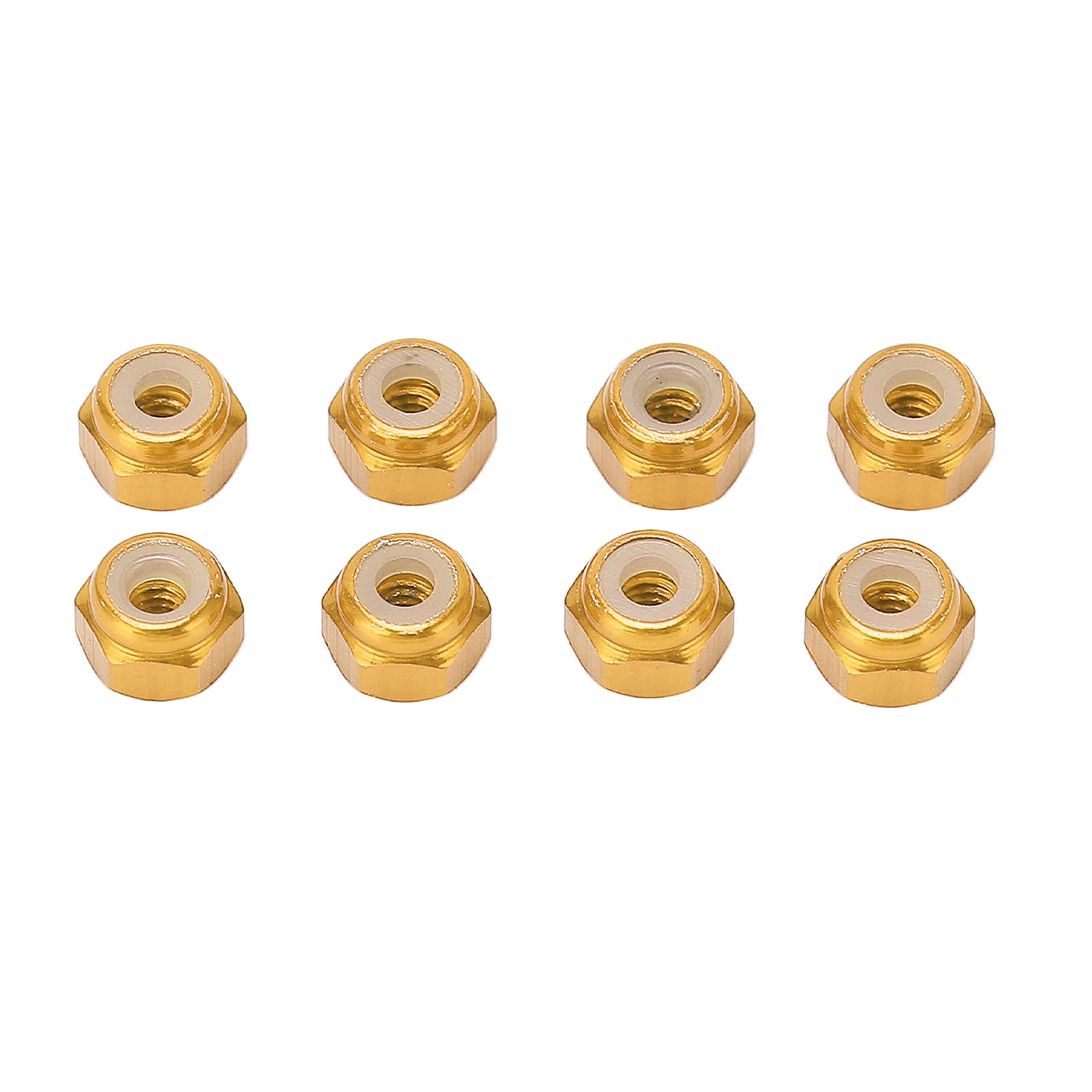 EVTSCAN 8pcs Aluminum Alloy Lock Nut Nylon Lining M2 Hex Locking Nut for Axial Scx24 1/24 RC Models(Gold)