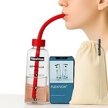 FlexiVox®, kit per allenamento vocale | Utilizzato in logopedia e terapia della voce con talco asettico + Bottiglia graduata + Spazzolina + Borsa + eBook digitale + Tappo regolabile (Rosso Brillante)