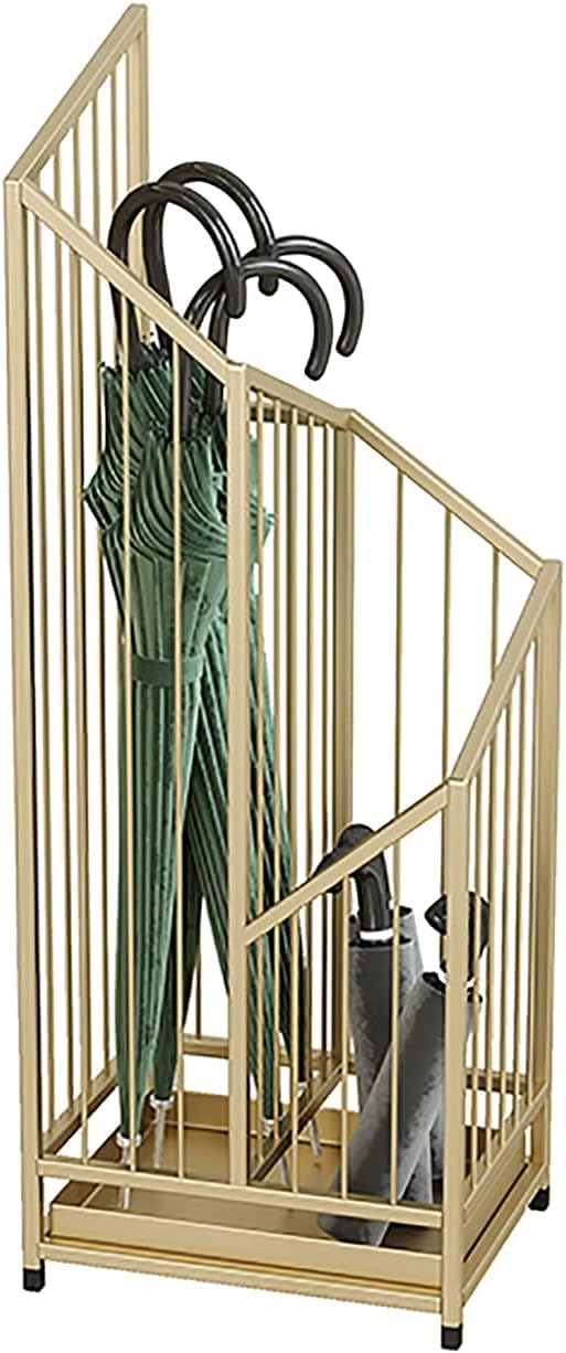 Umbrella Stand Nordic Metal Umbrella Rack Stand, Rectangle Crteative Umbrella Holder for Home Office Hotel Shopping Mall. (Color : White) (Gold)