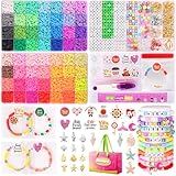 Funtopia Clay Beads Bracelet Making Kit, 56 Colors Kids Jewellery Making Kit, Flat Polymer Clay Bead with Letter Beads, Charms Pendants, Stickers and Tools Storage Box DIY Craft for Kids Adults - Image 8