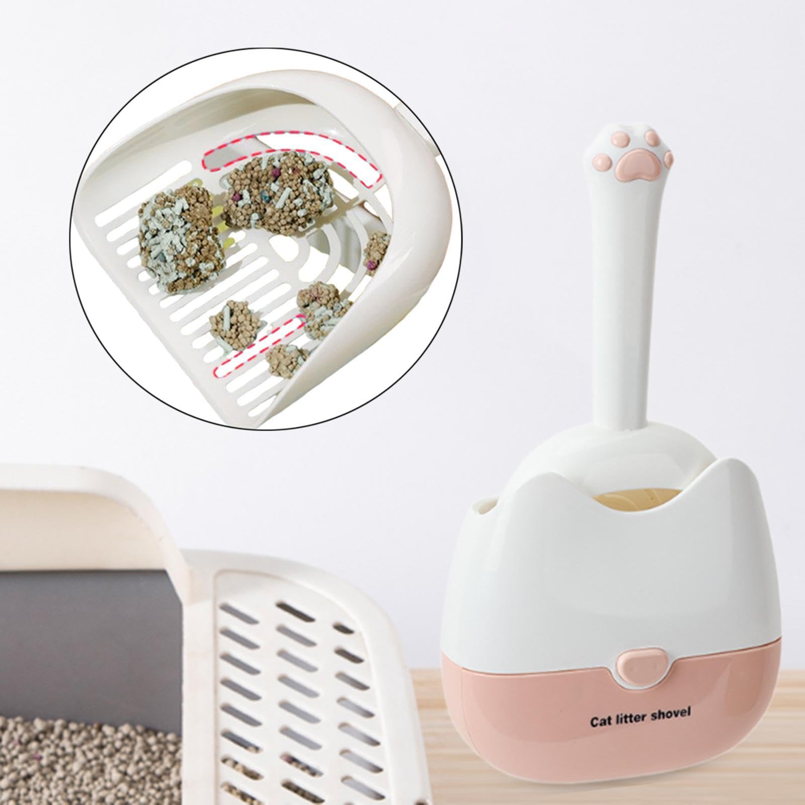 MYCENSE Cat Litter Scooper Pet Scoops Cat Litter Holder with Storage Washable Cute Multifunctional Sand Sifter for Beech Living Room, Pink