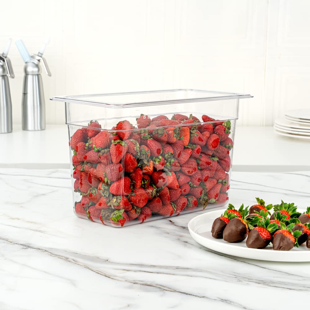 Restaurantware RWT0828 Met Lux - Contenedor de almacenamiento de alimentos fríos de tamaño 1/3, 20 cm de profundidad, caja de 10 unidades, plástico