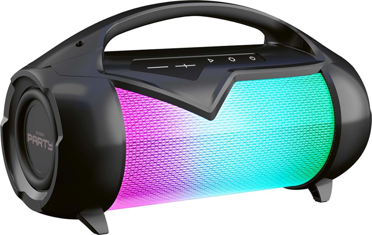 BigBen Interactive Party Lite Speaker con Effetti Luminosi Resistente agli Schizzi d'Acqua, Nero