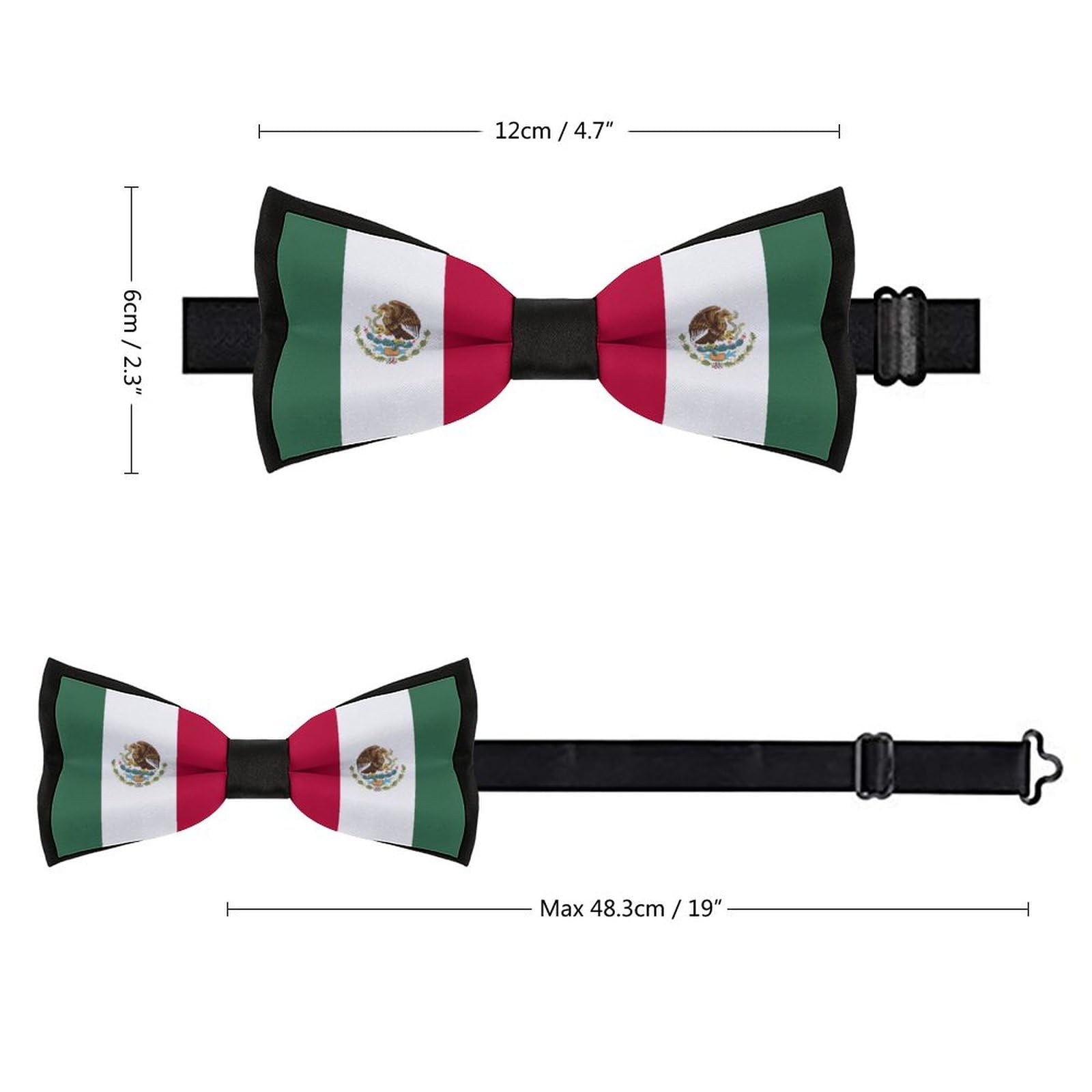 DABOYOZHZH Mexico Flag Bowtie Casual Men's Bow Ties Cravat Neckwear For Wedding Party Suits Tie