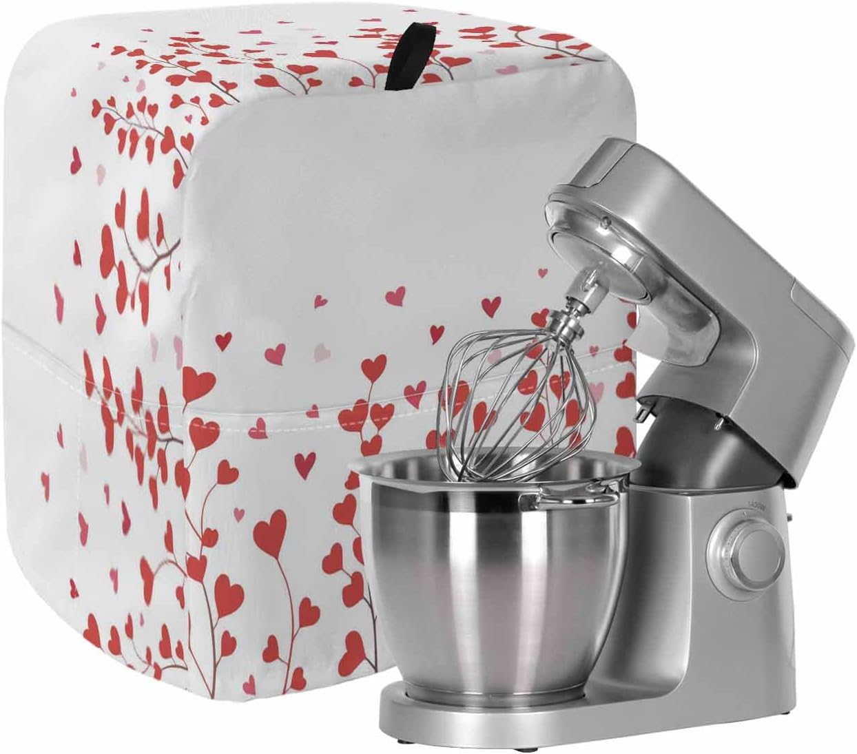 Valentine's Day Stand Mixer Cover with Storage Pocket, Waterproof Kitchen Mixer Covers, Red Love Branches Modern Minimalism Kitchen Appliance Dust Cover Compatible with 5-8 Quart Mixers