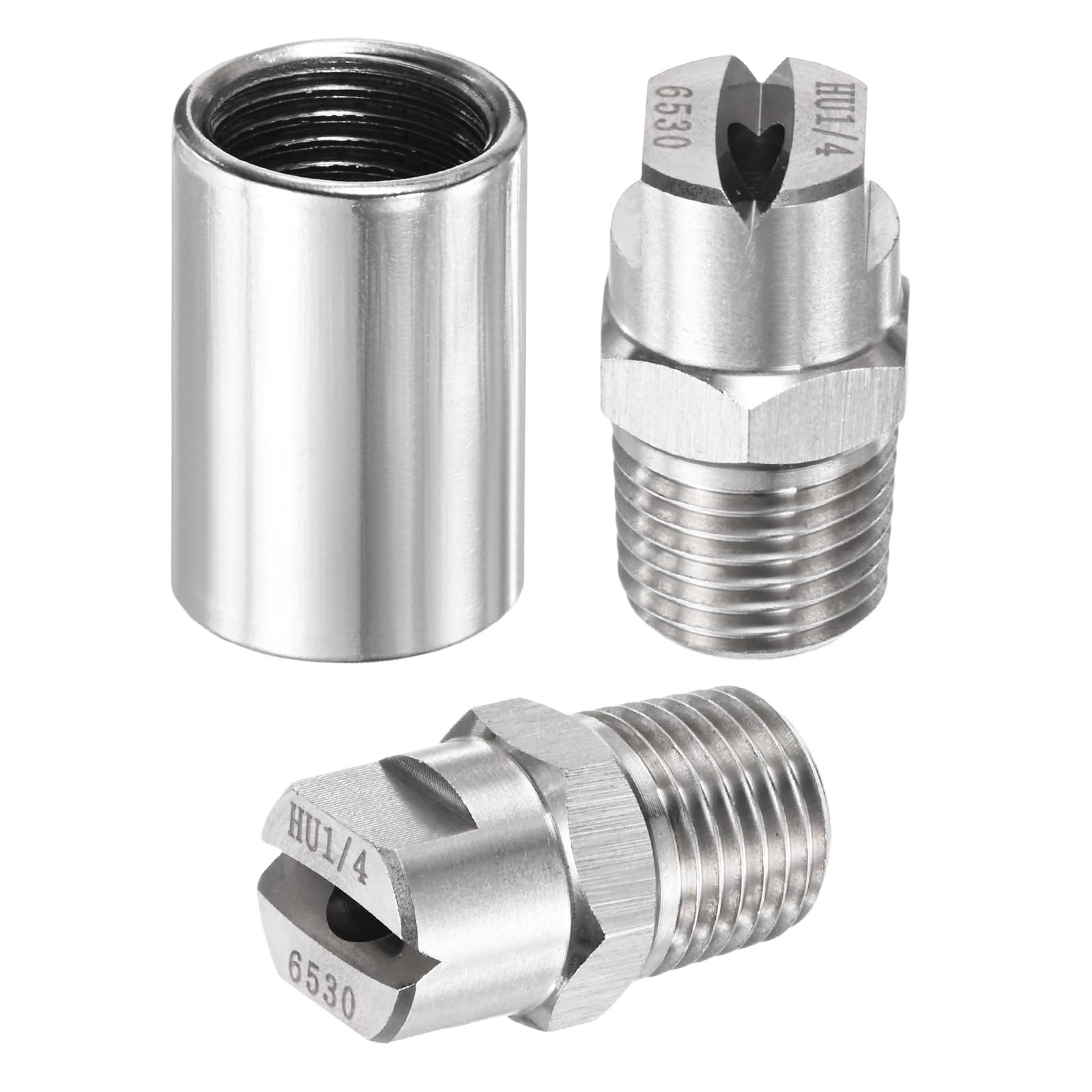 TIXIPEM 1/4" BSP Male 65 Degree Flat Fan Spray Tip [1SET] - High Pressure Washer Spray Nozzle with 1/4" BSP Female Pipe Fitting Used for Water Guns - [Stainless Steel-3.6MM]