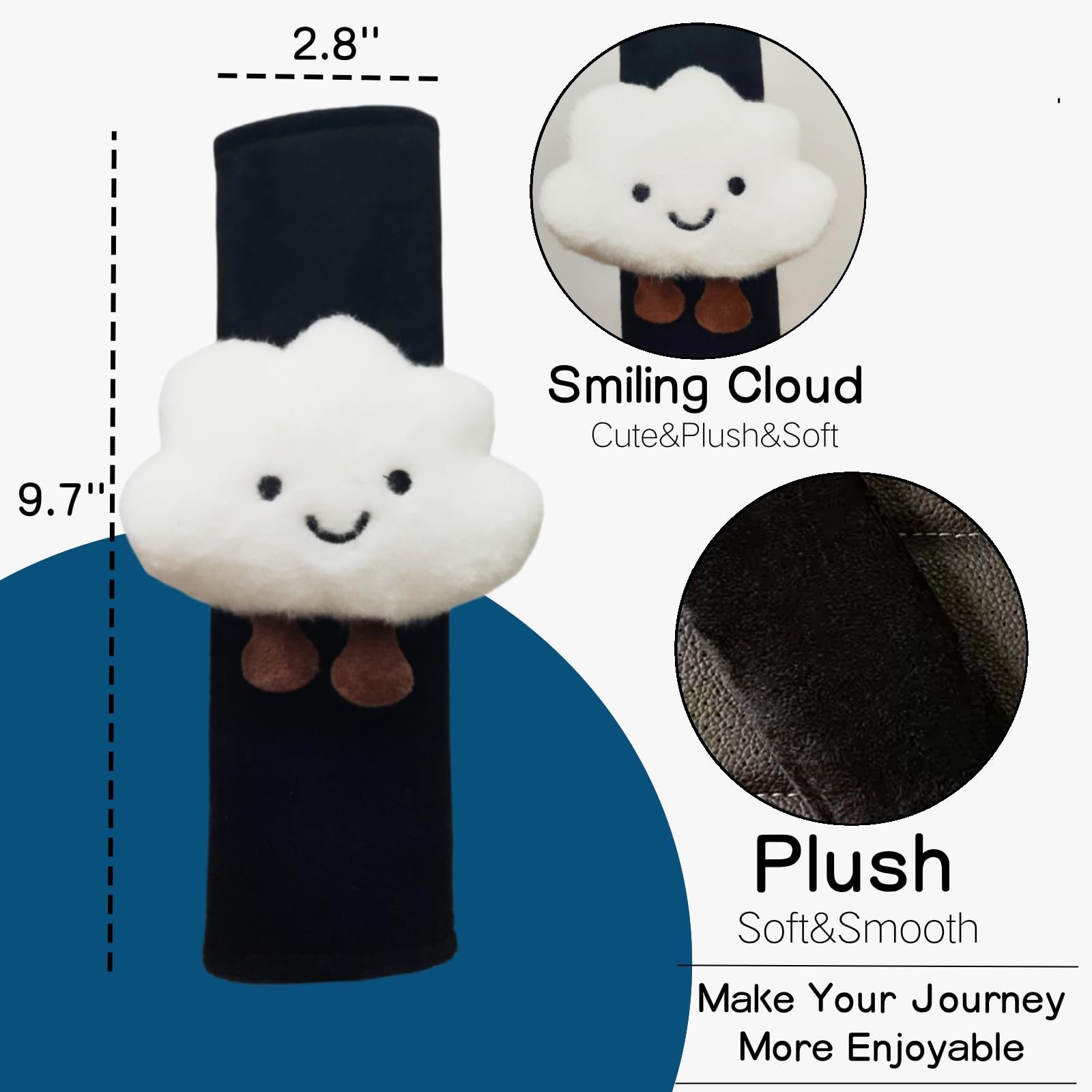 Zigihos 2/4 PCS Cute Seat Belt Cover Pads, Cartoon Cloud Seatbelt Covers for Kids and Adults, Soft Seatbelt Cushion, Car Seat Strap Pads (2)