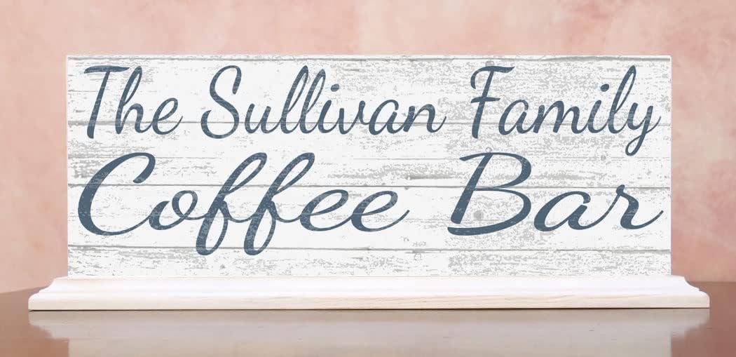 Custom Coffee Bar Sign PERSONALIZED Coffee Decoration for Kitchen or Office - SOLID WOOD - 16.5in x 6in (Coffee Bar)
