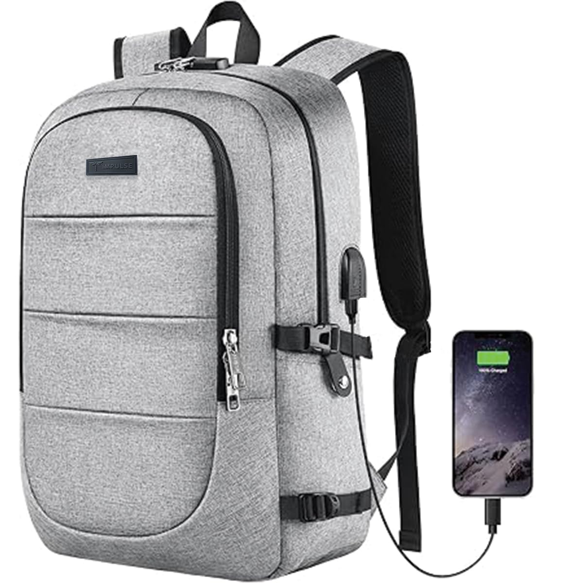 impulse Hustle 40L Unisex Water Resistant Travel Laptop Backpack with USB Charging Port/Office Bag/School Bag/College Bag/Business Bag Fits Up to 16 Inch Laptop with number lock-picture-30