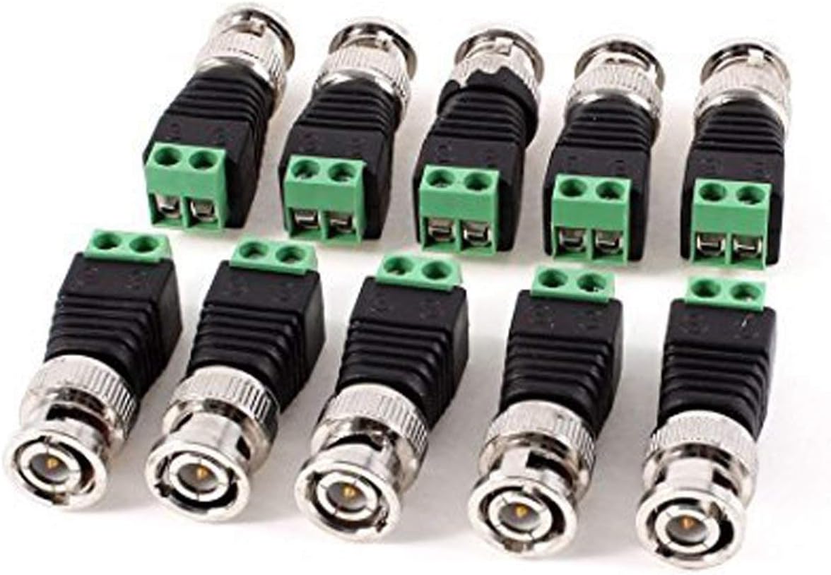 Technotech BNC Male Green Head Terminal Plug BNC Screw Monitoring Video Connector(10 Pack)