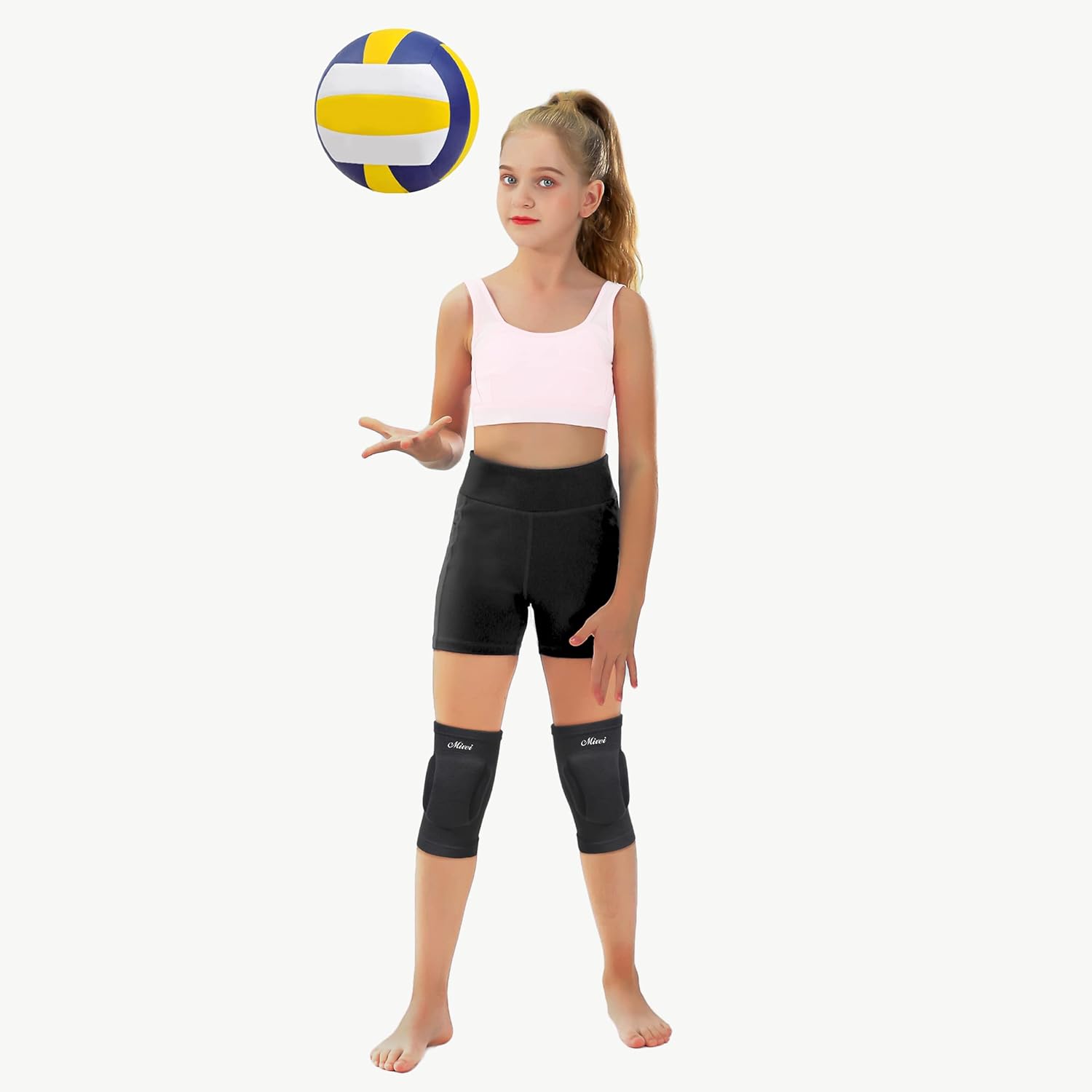 MIVEI Womens Girls Volleyball Knee Pads - Hight Shock Absorbing Soft EVA Knee Brace Protective for Football Dance Yoga Biker