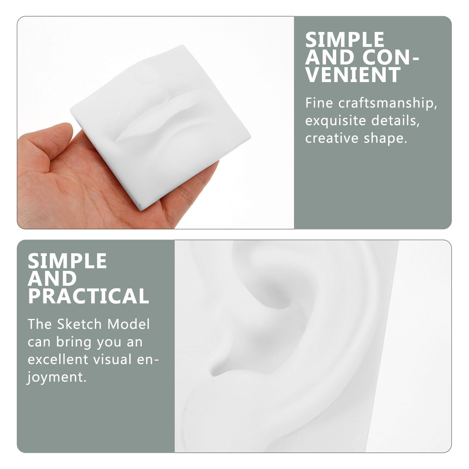 Balacoo Modèle de Sculpture en Plâtre Pratique de Dessin pour Traits du Visage Léger et Créatif Ornement Décoratif en Gypse Blanc et Décoration Intérieure